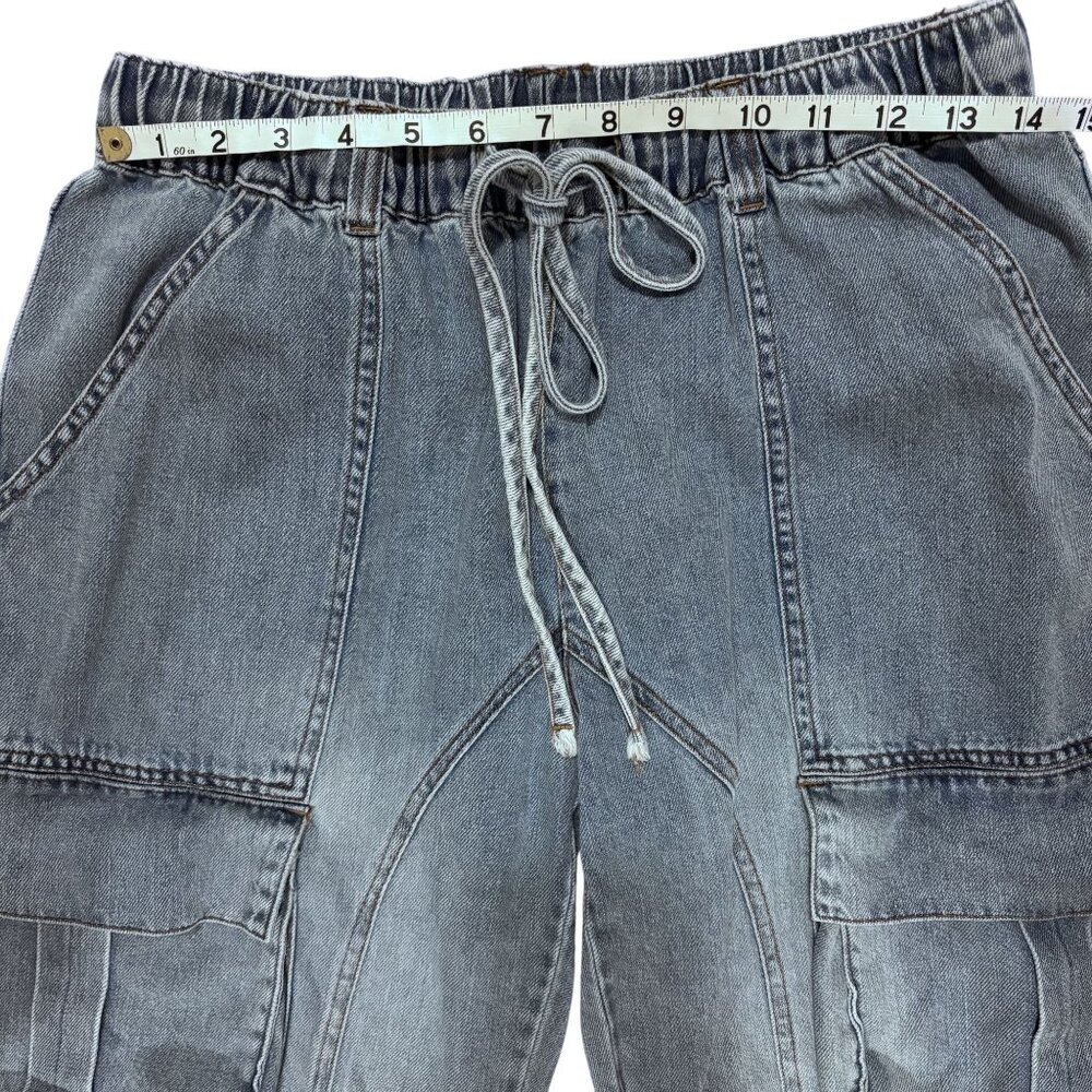 Womens Small oversized Denim Cargo jeans
Drawstring Waist barrel leg baggy - Picture 5 of 9